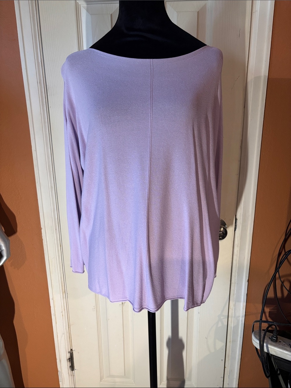 Women's Lavender Boatneck Long Sleeve Top